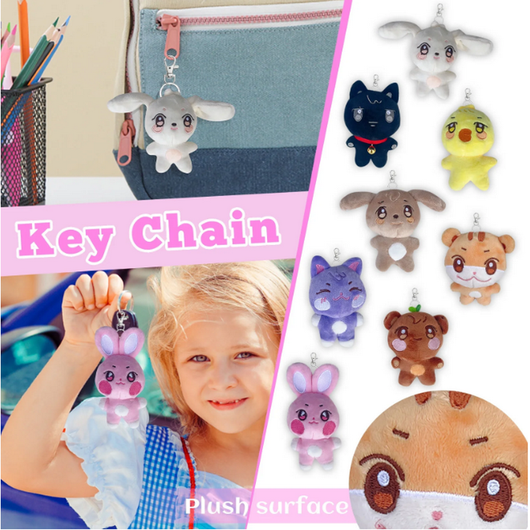 Kpop ATEEZ X ANITEEZ Plush Keychain, Plush Doll JJONGbear Cartoon