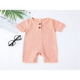 thumbnail image 2 of Adorable Barboteuse Bébé Manches Courtes Col Couleur Unie Côtelée Short pour Été Printemps Vêtements Enfants, 2 of 7