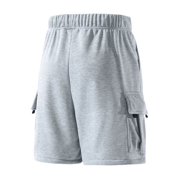 Momihoom Men's Fleece Cargo Shorts with Elastic Waistband, Functional Multi-Pocket Casual Shorts