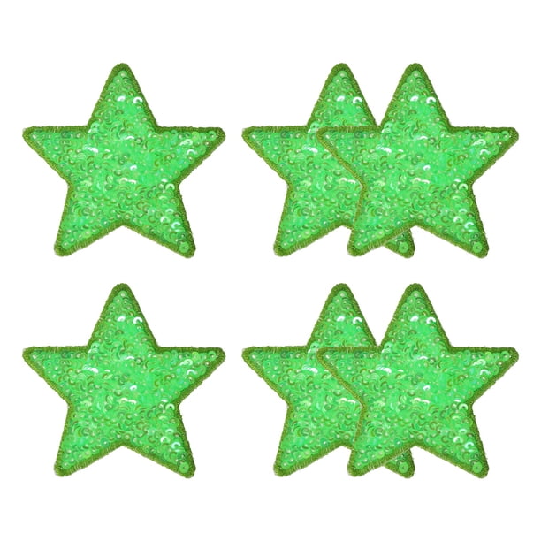 Parches de Lentejuelas en Forma de Estrella Uxcell, 2.6"x2.6" Parches de Lentejuelas Bordados, 6 Paquete Verde Fruta