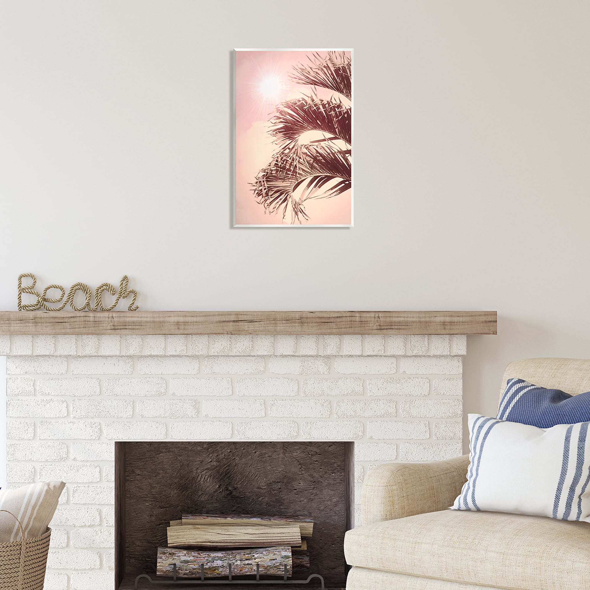 Stupell Industries Pink Sunlit Palm Fronds Botanical & Floral Photography Unframed Art Print Wall Art, 13 x 19