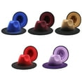 thumbnail image 4 of Avaner Trendy Fedora Hats for Men and Women Wide Brim Felt Hat Dress Panama Hat Two Tone Classic Felt Fedora Hats Adjustable, 4 of 8