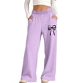 thumbnail image 5 of BXJX Girls Sweatpants, Fleece‑Lined Elastic Waist Warm Sports Fall Pants with Pockets Purple Size 11-12 T, 5 of 6