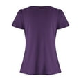 thumbnail image 6 of WREESH Women's Notch Neck Summer Blouse Petal Short Sleeve Casual Top in Solid Colors Purple, 6 of 6