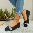 thumbnail image 5 of Womens Slip On Suede Wedge Flat Shoes Comfortable Low Top Non Slip Dress Shoes Pointed Toe Vintage Lightweight Loafers Black Size 8, 5 of 7
