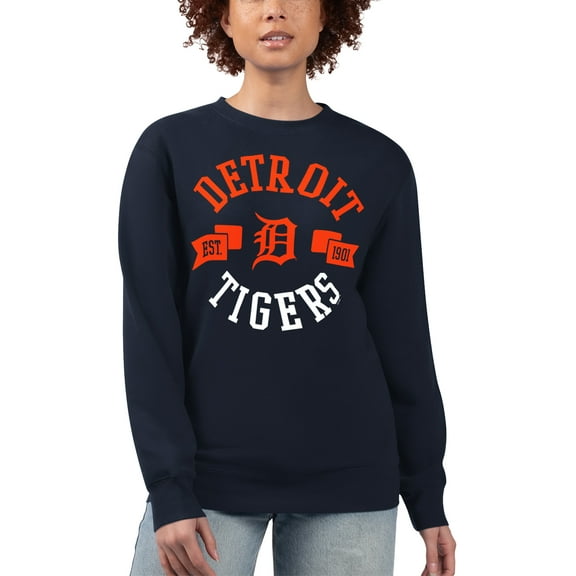 Women's G-III 4Her by Carl Banks Navy Detroit Tigers Team Logo Fleece Pullover Sweatshirt
