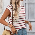 thumbnail image 4 of ABATAB Womens Short Sleeve Sweater Spring Summer Crewneck Striped Pullover Casual Fashion Cap Sleeve Knit Vest Tops Clothes, 4 of 7