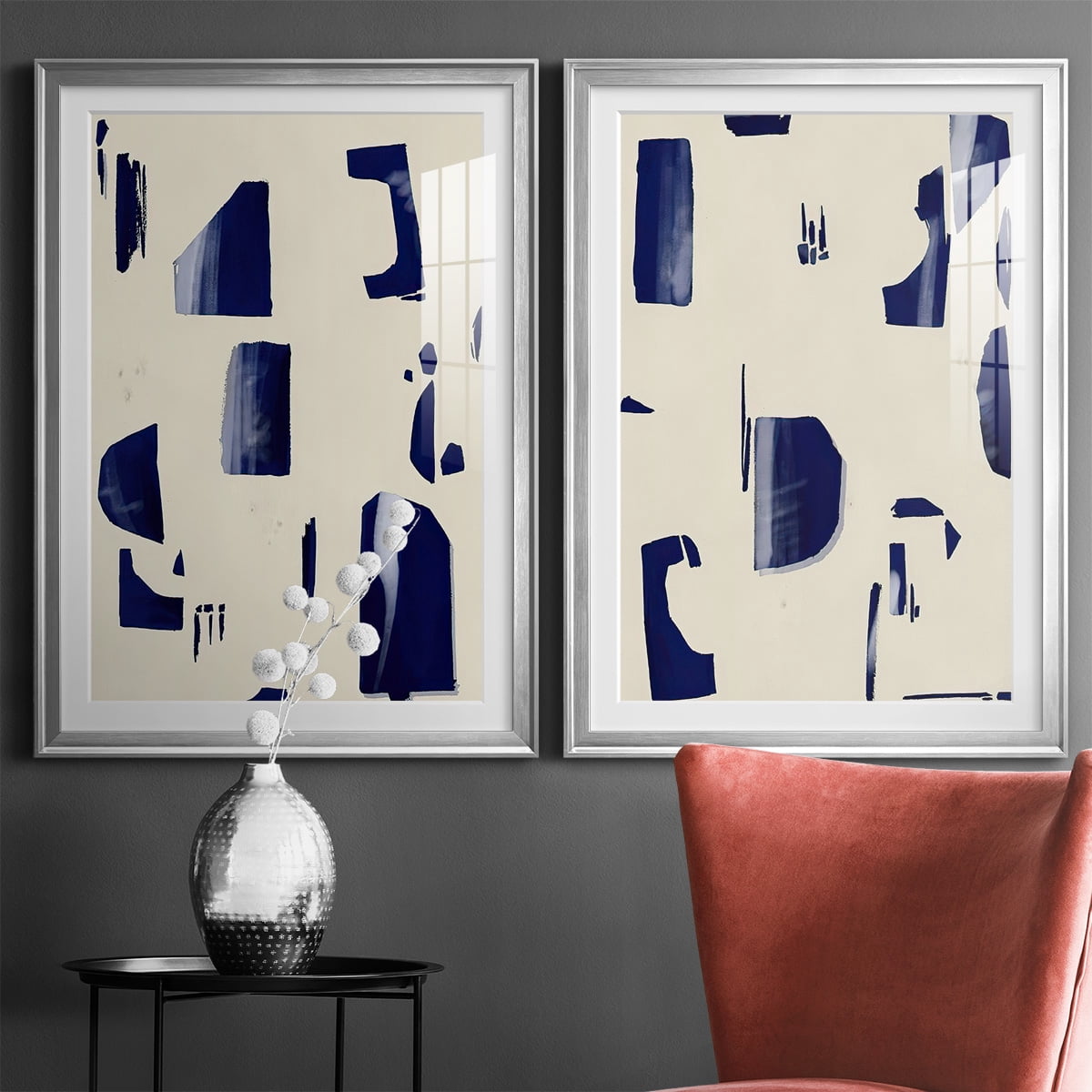 Wexford Home Fragment Abstraction I Premium Framed Print, 22.5" x 30.5" - Ready to Hang, Silver (Set of 2)