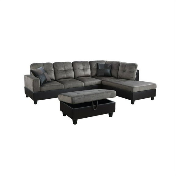 PonLiving Furniture Northstate Sectional with Ottoman / Upholstery: Taupe, Orientation: Right Hand Facing