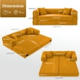 thumbnail image 2 of VFD 3-Seat Convertible Sleeper Sofa Bed with 2 Pillows, Deep Seats Teddy Sofa Corduroy Folding Mattress Couch, No Assembly Required Floor Sofa Lounge Boneless Couch for Living Room Bedroom, Yellow, 2 of 9
