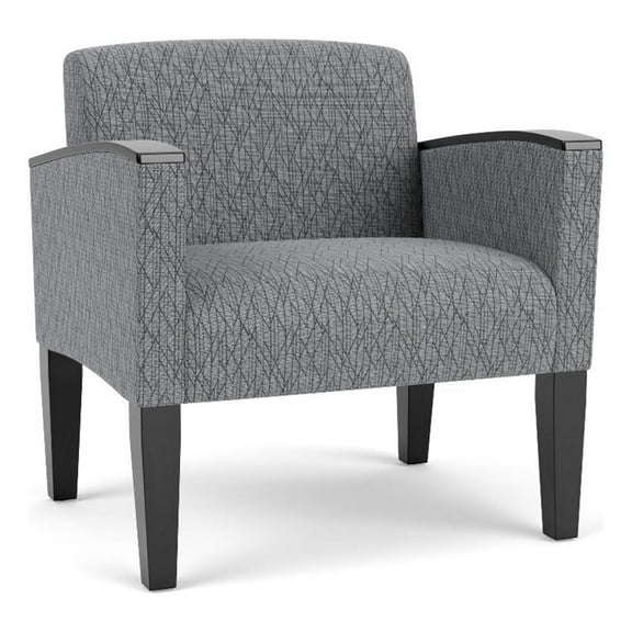 Belmont Lounge Reception Waiting Oversize Guest Chair / Black Steel Legs / Gray