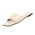 thumbnail image 2 of Domuza Flat Sandals for Women 2026 Summer New Soft Lightweight Square Open Toe Slides Beach Vacation Casual Home Shower Slipper Beige 8.5（EU-41）, 2 of 3