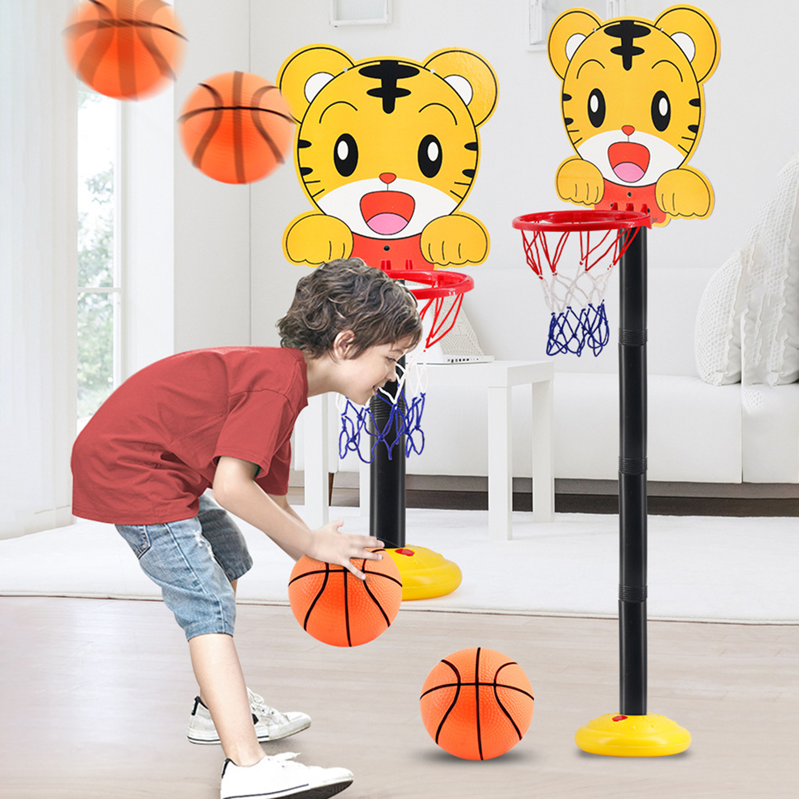 Hesroicy 1 Set Basketball Stand Toys Adjustable with Base Nets Basket