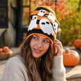 thumbnail image 6 of Voska Funny Halloween Pumpkin Skull Jacquard Knitted Pullover Hat Warm Woolen Festival Beanie for Autumn and Winter B One Size, 6 of 7