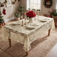 thumbnail image 5 of Sm:)e Poinsettia Embroidery Lace Tablecloth 60x84 Inch, Beige, Vintage Floral Fabric Classy Vintage Reception Decor, 5 of 6