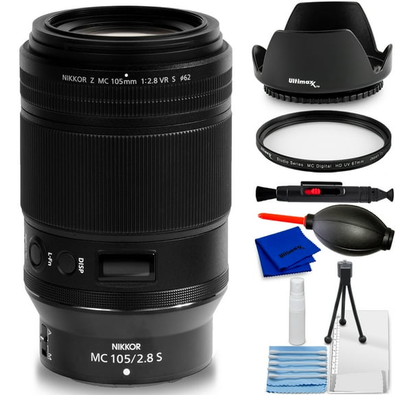 Nikon NIKKOR Z MC 105mm f/2.8 VR S Macro Lens  - Bundle Includes: UV Filter 62mm, Tulip Lens Hood 62mm & Much Morre (7PC Bundle)