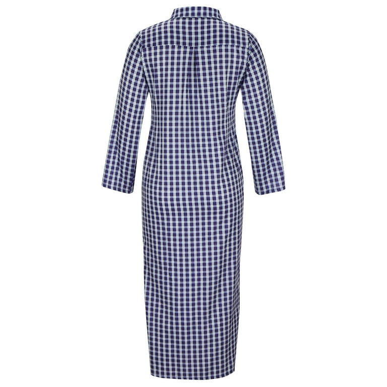 Xysaqa Women's Casual Long Sleeve Plaid Maxi Shirt Dress Xysaqa Women's Casual Long Sleeve Plaid Maxi Shirt Dress