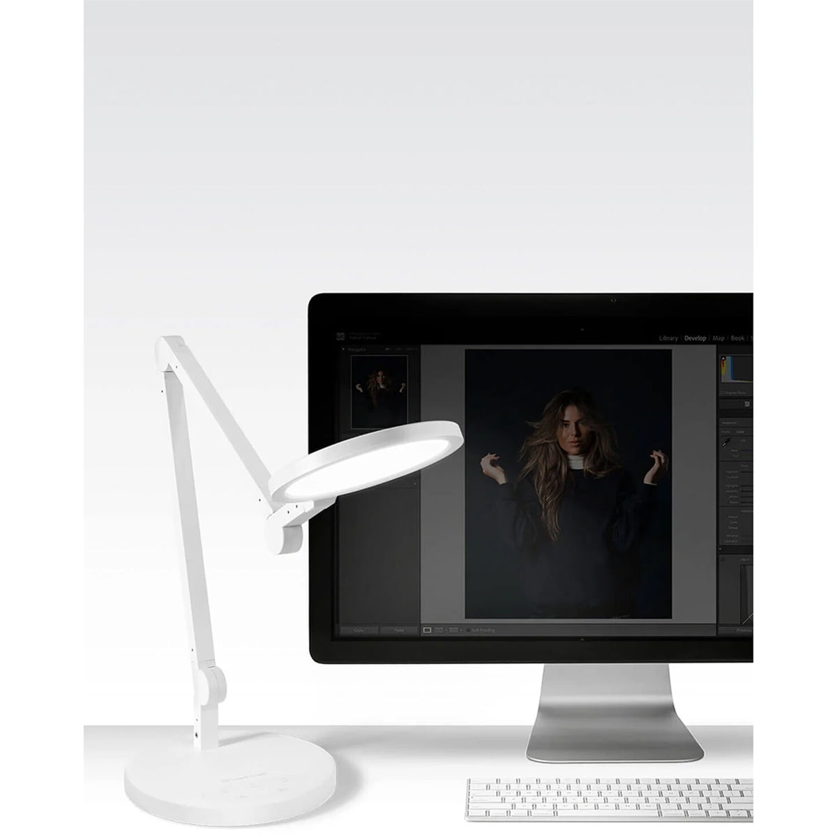 Lume Cube Edge Light 2.0 Bi-Color LED Desk Lamp with Electronic Base, White