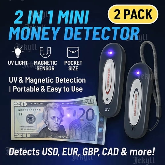 2 Pack 2 In 1 Mini Counterfeit Money Dollar Bill Detector & Currency Checker