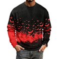 thumbnail image 4 of Rexolia Mens Oversized Waffle T Shirt Halloween Spider Bat Graphic Long Sleeve Casual Comfort Top Red 2XL, 4 of 7