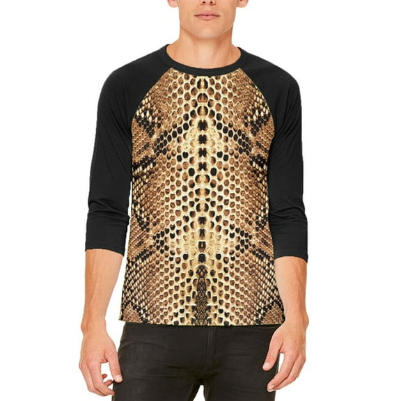 Halloween Rattlesnake Snake Snakeskin Costume Mens Raglan T Shirt White-Black X-LG