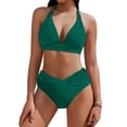 thumbnail image 2 of UTSJKR 2 Piece Swimsuit for Women Drawstring Tummy Control Swim Suits Color Block Full Coverage Bathing Suits Swimwear Green L, 2 of 8