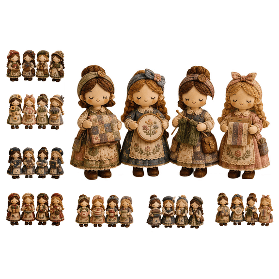 Tiny Worlds Collection Patchwork DIY Kit, Soft Canvas Patchwork Sewing Figurine Craft Set, Multiple Cottage Themes DIY Kit for Adult Teen Stress Relief Hobby (E)