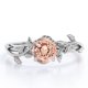thumbnail image 1 of JeenMata Anillo de Compromiso con Solitario de Morganita Creada en Color Rosa Melocotón Redondo de 0,50 Quilates: Anillo Inspirado en la Naturaleza, Anillo Bohemio, Oro Blanco de 18 K sobre Plata, 1 of 6