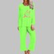 thumbnail image 1 of Puntoco Mujer Otoño Moda Cáncer De Mama Impreso Cuello Redondo Manga Larga + Pantalones Traje Verde Xl, 1 of 4