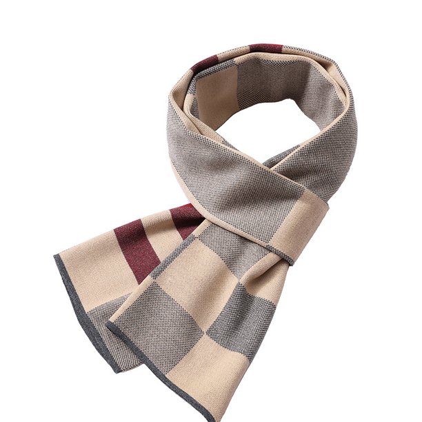 Bufanda de hombre de invierno cálida a cuadros gruesa de punto de negocios de cachemira bufanda gruesa bufanda de moda