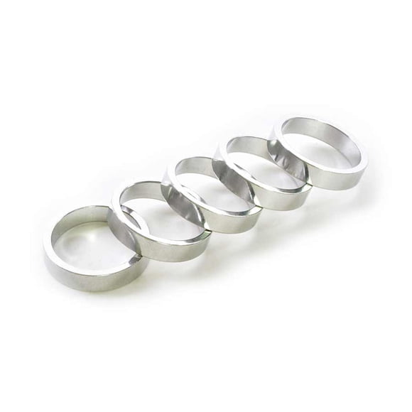 Wheels Manufacturing, Headset Spacer, 1-1/8'', Height: 7.5mm, Aluminum, Silver, 5pcs
