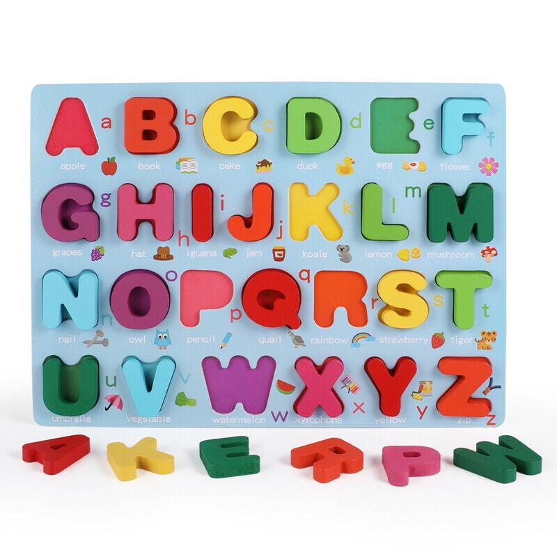 Wooden Puzzle Alphabet ABC Learning Toys Jigsaw kids Educational ...