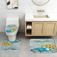 thumbnail image 5 of 4PCS/SET Sunflowers in Blue Rustic Truck Fabric Shower Curtain, Vintage Country Flower Watercolor Art Wooden Plank Bathroom Decor, Non-slip Bath Rugs Soft Toilet Carpet, SUNFLOWER FARM, 5 of 7