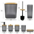 thumbnail image 2 of CERBIOR Bamboo Bathroom Accessory Set, 8 Pieces Bath Set- Practical Toilet Kit for Home Washing Room, Matte Black, 2 of 10