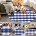 thumbnail image 5 of Round Rugs 4Ft, Navy Blue Checkered Round Area Rug Washable Indoor Throw Carpet, Farmhouse Blue White Buffalo Plaid Soft Non Slip Circle Rug for Kitchen Nursery Room Home Decor Aesthetic, 5 of 8
