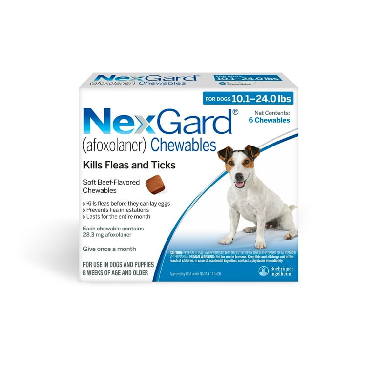 NexGard Flea Tick Chewables for Dogs lbs, Beef Flavor