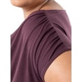 thumbnail image 7 of Wright's Women's Plus Size Draped Front Cowl Neck Short Sleeve Blouse Top, Size 1X-5X, 7 of 7