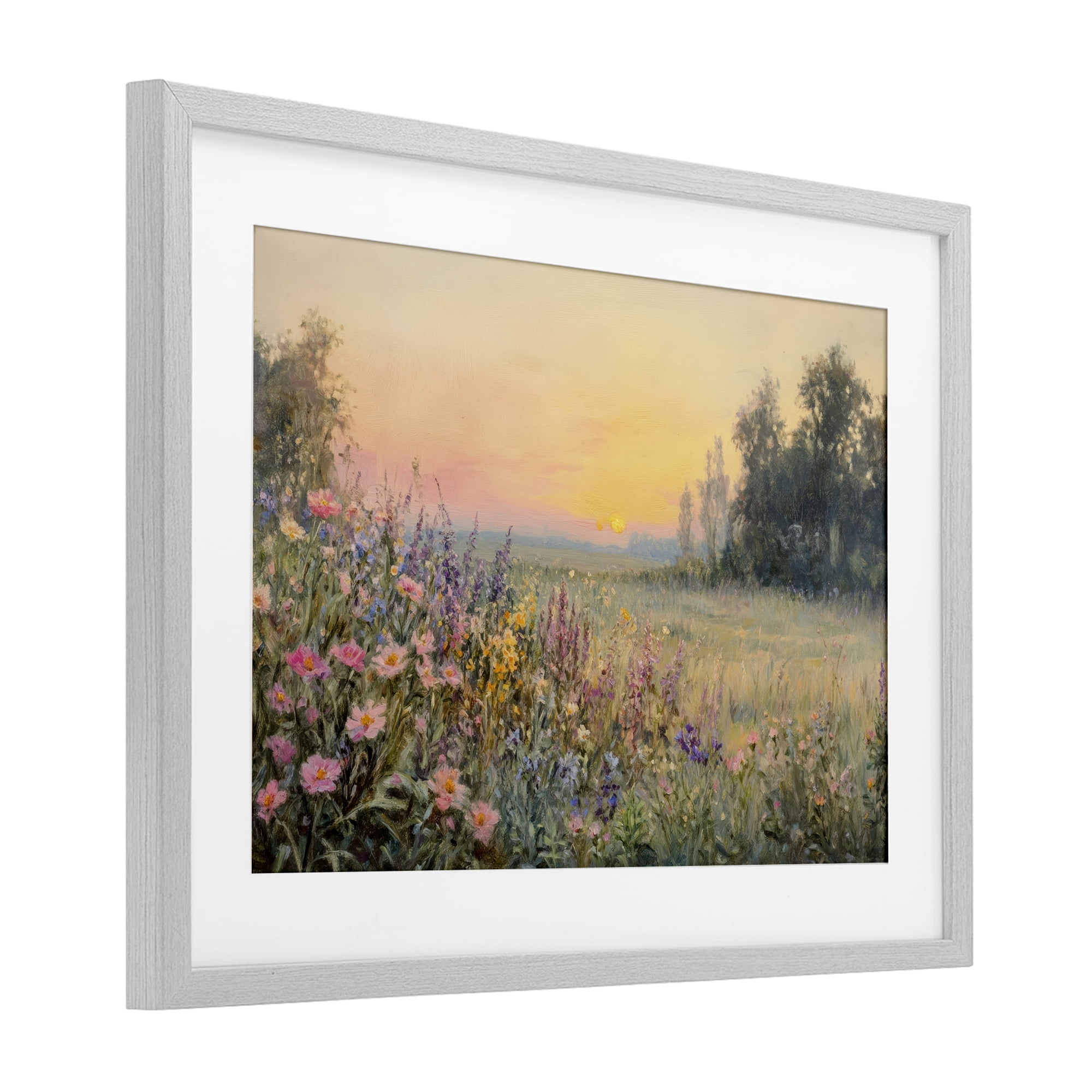 Stupell Industries Serene Twilight Meadow Gray Framed Print Under Glass, design by Petal Prints Design