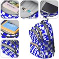 thumbnail image 4 of Blue and White Wavy Checkered Backpack for School, Cute School Bag with Adjustable Shoulder Straps and Padded Back, 16.9"x12.6"x5.9", 4 of 5