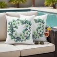 thumbnail image 5 of Green White Gardenia Pillow Covers 2 Pack Spring Watercolor Green Floral Wreath Flower Leaf Pillowcase Waterproof Outdoor Throw Pillow Cover for Patio Garden Square Cushion 24”x24”, 5 of 9