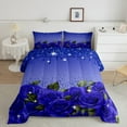 thumbnail image 2 of Blue Rose Comforter Set Diamond Crystal Fluid Art Bed Set,Abstract Ombre Bedding Sets Full,Romantic Garden Flowers Duvet Set Boho Floral Bohemian Decor, 2 of 7