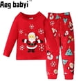 thumbnail image 2 of Conjunto de ropa navideña con dibujos de Papá Noel para niño y niña, pijamas de manga larga para bebé, camisetas y pantalones, ropa de dormir para el hogar, 2 uds., 2 of 4