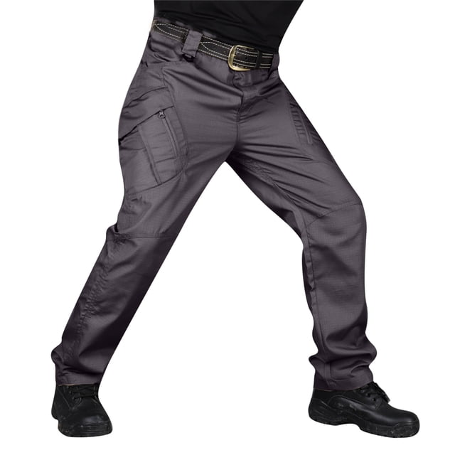 Pantalones rectos holgados con múltiples bolsillos para hombre, primavera/otoño - Material de nailon, color liso, diseño con tres bolsillos - Tallas M-XXXXL para tiempo libre/aire libre