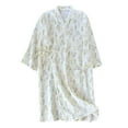 thumbnail image 2 of Fewfanhot Women's Light-Colored Short Sleeve Bathrobe Nightgown with Floral Pattern Classic Collar Design for Casual Morning Wear, 2 of 3