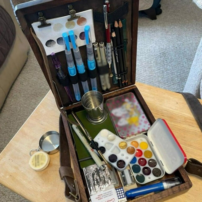 Writers Messenger Wood Box,Artist Tool and Brush Storage Box
