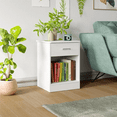 thumbnail image 4 of Homfa 2-Tier Nightstand with Drawer & Storage Shelf, Side End Table for Bedroom Living Room Set of 2, White, 4 of 8