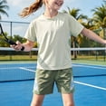 thumbnail image 3 of Kogui Kids Athletic Short Sleeve T-Shirt & Shorts Set, Sport Activewear for Boys Girls Breathable Summer Outfit 8T 9T (Green,8-9 Years), 3 of 5