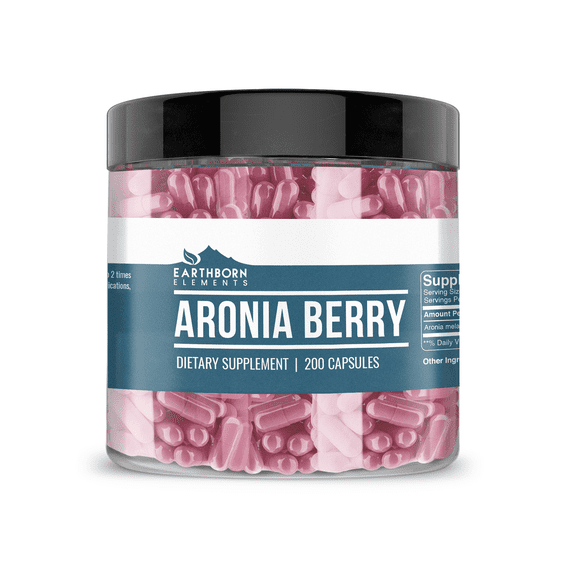 Earthborn Elements Aronia Berry 200 Capsules, Pure & Undiluted, No Additives