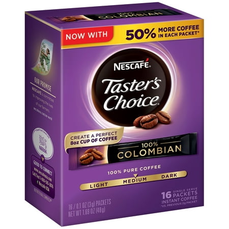 (2 Pack) NESCAFE TASTER'S CHOICE 100% Colombian Medium Roast Instant Coffee 16-.01 oz. (Best Instant Colombian Coffee)