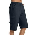 thumbnail image 4 of L-5X Big & Tall Cargo Shorts for Men with Pockets Straight Leg Bermuda Short Plus Size Casual Solid Relaxed Elastic Waist Hiking Half Pants, 4 of 4